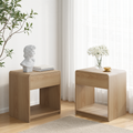 GDFStudio Sakuya Mid-Century Modern Nightstands with 1 Drawer and 1 Lower Shelf (Set of 2), Oak