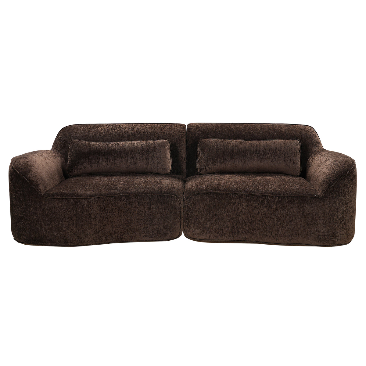 Christopher Knight Home Himawari 95" Modern Curved Compressed 3-Seater Sectional Sofa with 2 Pillows, Brown