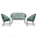 Christopher Knight Home Paoha Outdoor 3 Piece Woven Chat Set with Iron Frame (Table Not Included), Teal