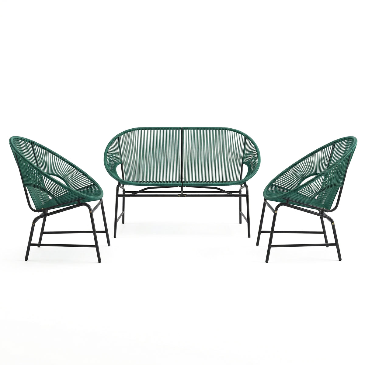 Christopher Knight Home Paoha Outdoor 3 Piece Woven Chat Set with Iron Frame (Table Not Included), Teal