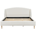 Christopher Knight Home Hollis Modern Boucle Upholstered Bed with Wingback Headboard, White, King