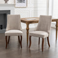 GDFStudio Hub Velvet Upholstered Wood Dining Chair(Set of 2) , Beige