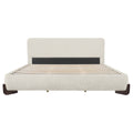 Christopher Knight Home Marry Modern Chenille Upholstered Bed with Solid Wood Legs, King, Beige