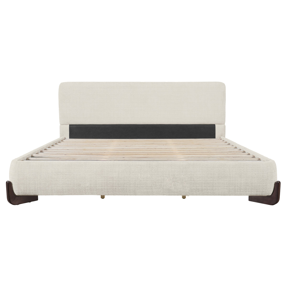 Christopher Knight Home Marry Modern Chenille Upholstered Bed with Solid Wood Legs, King, Beige