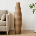 GDFStudio Hao Modern Handcrafted PVC Tall Floor Vase with Natural Rattan Design, Beige