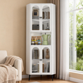 GDFStudio Ian Modern 73" Steel Corner Storage Cabinet with Doors and Adjustable Shelves, White