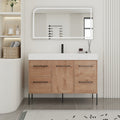 GDFStudio Velmora 48  Freestanding Bathroom Vanity with Resin Sink and Storage, Oak/White