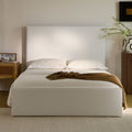 Christopher Knight Home Rhea Modern Upholstered Coconut Micro Suede King Bed, White