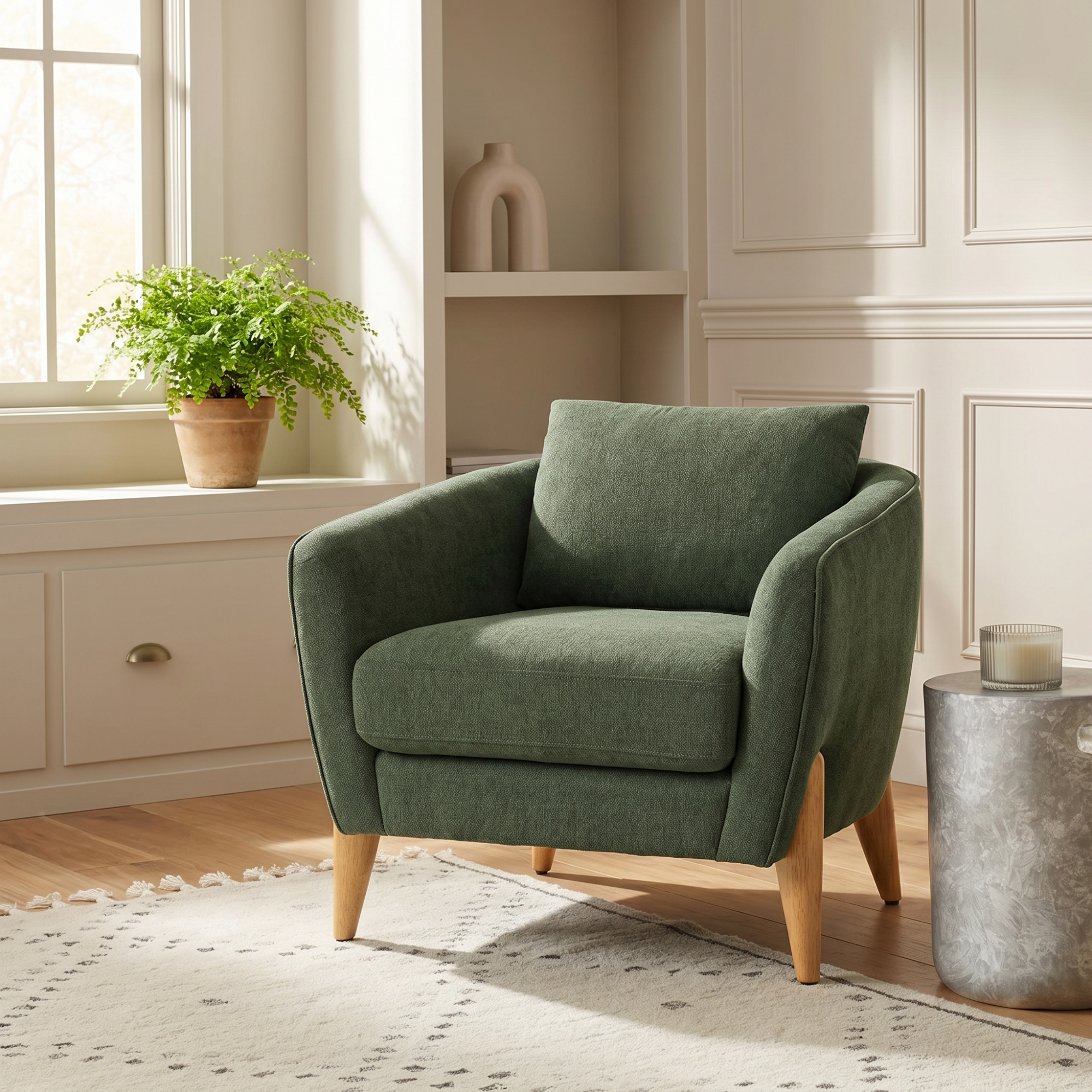 Christopher Knight Home Kerwin Modern Solid Wood Upholstered Accent Chair with Back Pillow