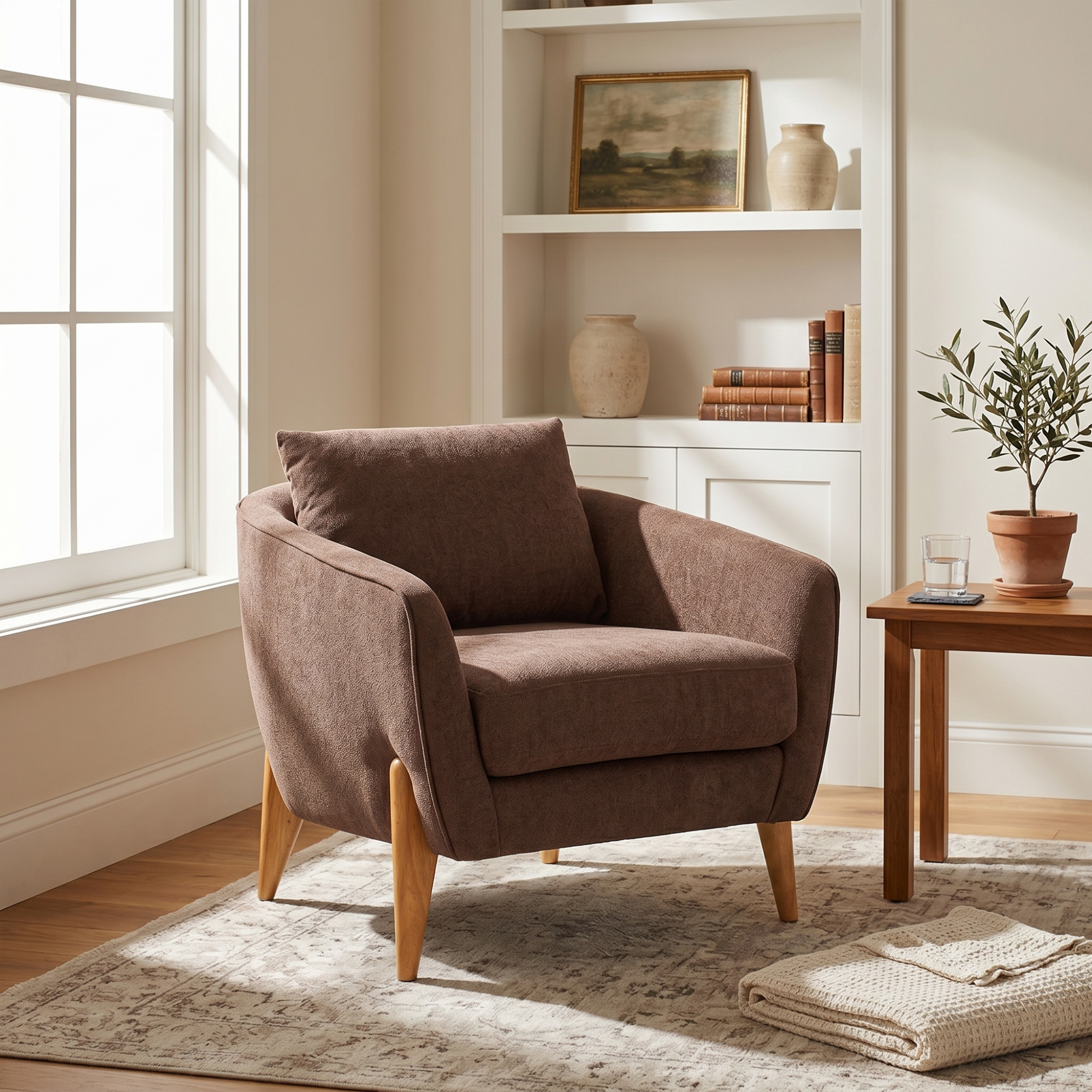Christopher Knight Home Kerwin Modern Solid Wood Upholstered Accent Chair with Back Pillow