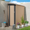 GDFStudio Imran Modern Galvanized Steel Outdoor Storage Garden Shed with Side Hinge Door, Black/Brown