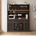 GDFStudio Julien Modern Wooden 63'' Freestanding Buffet Storage Cabinet with Adjustable Shelves, 4 Doors and 6 Drawers, Brown/Black
