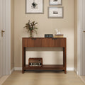 GDFStudio Aether Mid-Century Modern Fluted Console Table with 2 Drawers and Lower Open Shelf