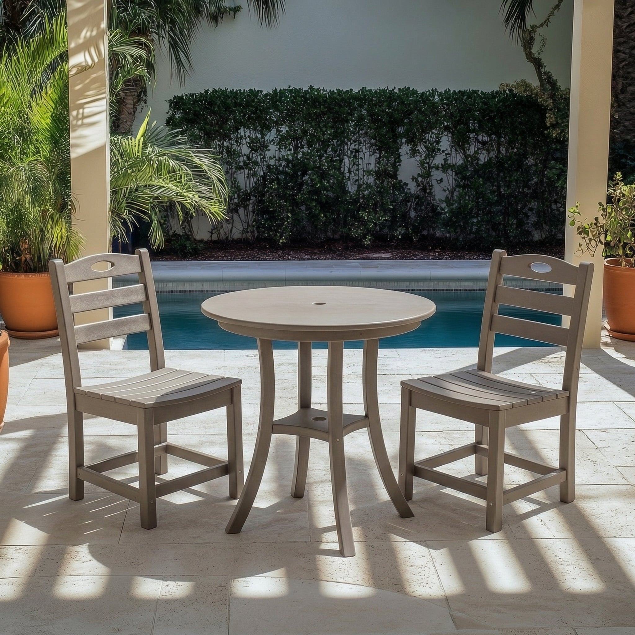 GDFStudio Acmon 3 Piece Modern Outdoor Bistro Set, Antique Brown