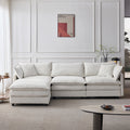 GDFStudio Lois 105" Modular 3 Seater Chenille Upholstered Sectional Sofa with Ottoman, Beige