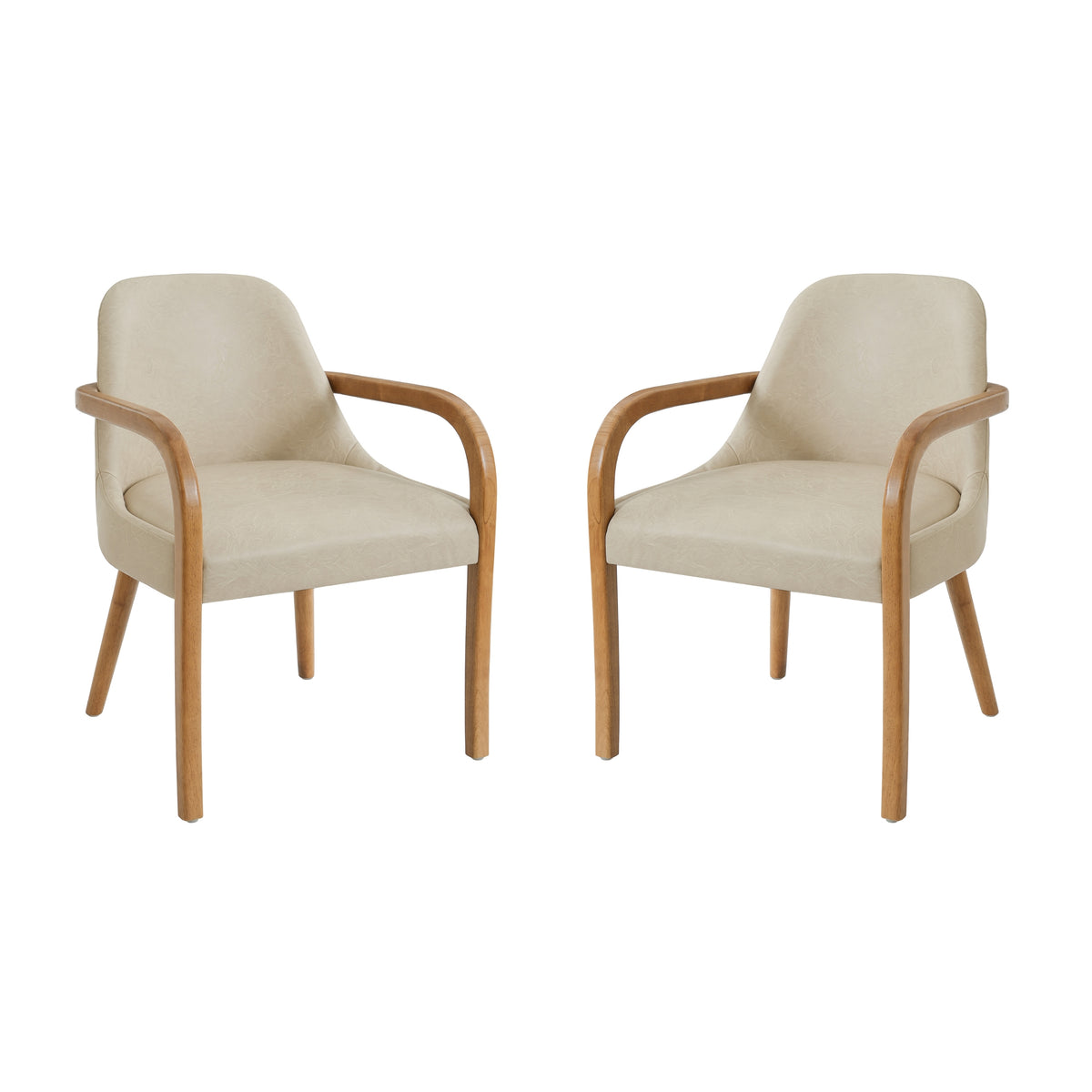 Christopher Knight Home Amalia Modern Wooden Upholstered Dining Chairs with Rubber Wood Legs, Khaki-Faux Leather