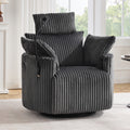 GDFStudio Cassian Modern Wood and Metal 210  Swivel Recliner Chair with Phone Holder and USB Port, Gray-Corduroy