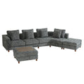 GDFStudio Anya 147.5'' 6-Seater Oversized Chenille Upholstered Modular Sectional Sofa with 2 Ottomans, Dark Gray