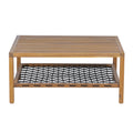 Christopher Knight Home Ashton Patio Acacia Wood Square Coffee Table with Woven Rope Storage Shelf, Teak/Black
