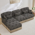 GDFStudio Bexley 4 Piece Wooden Chenille Upholstered Sectional Sofa with Pillows, Khaki