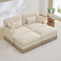 GDFStudio Riven 4 Piece Wooden Chenille Upholstered Sectional Sofa with Pillows, Beige