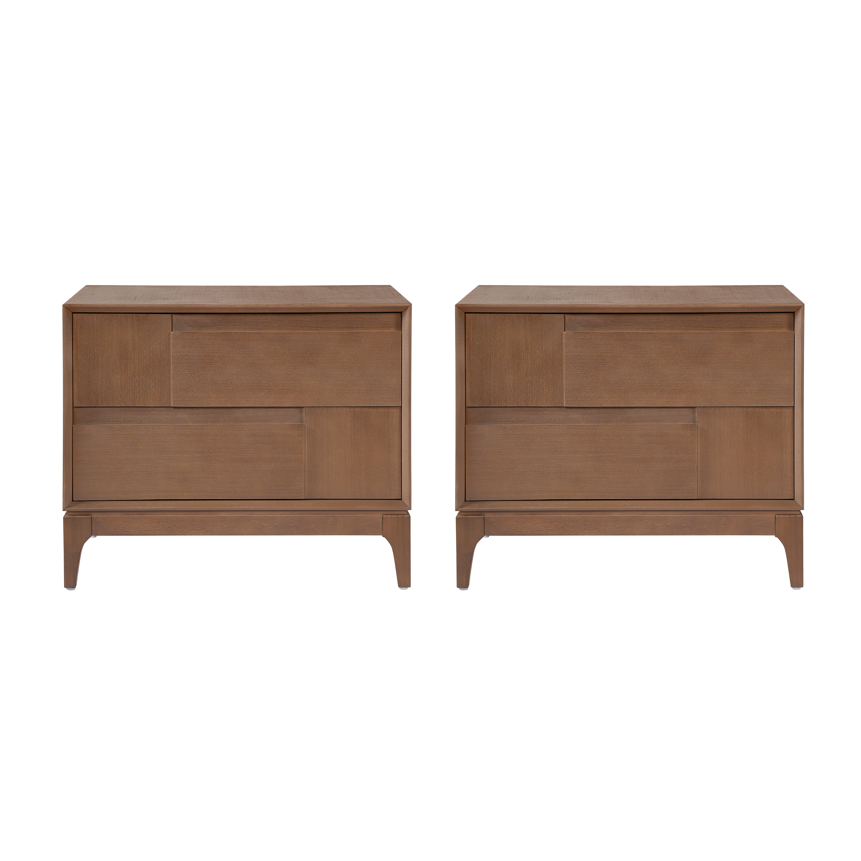 Christopher Knight Home Uriel Modern Nightstands with 2 Drawers and Tapered Legs (Set of 2), Brown