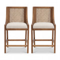 Christopher Knight Home Deville Upholstered 25.75 inch Wood and Cane Counter Stools (Set of 2), Walnut