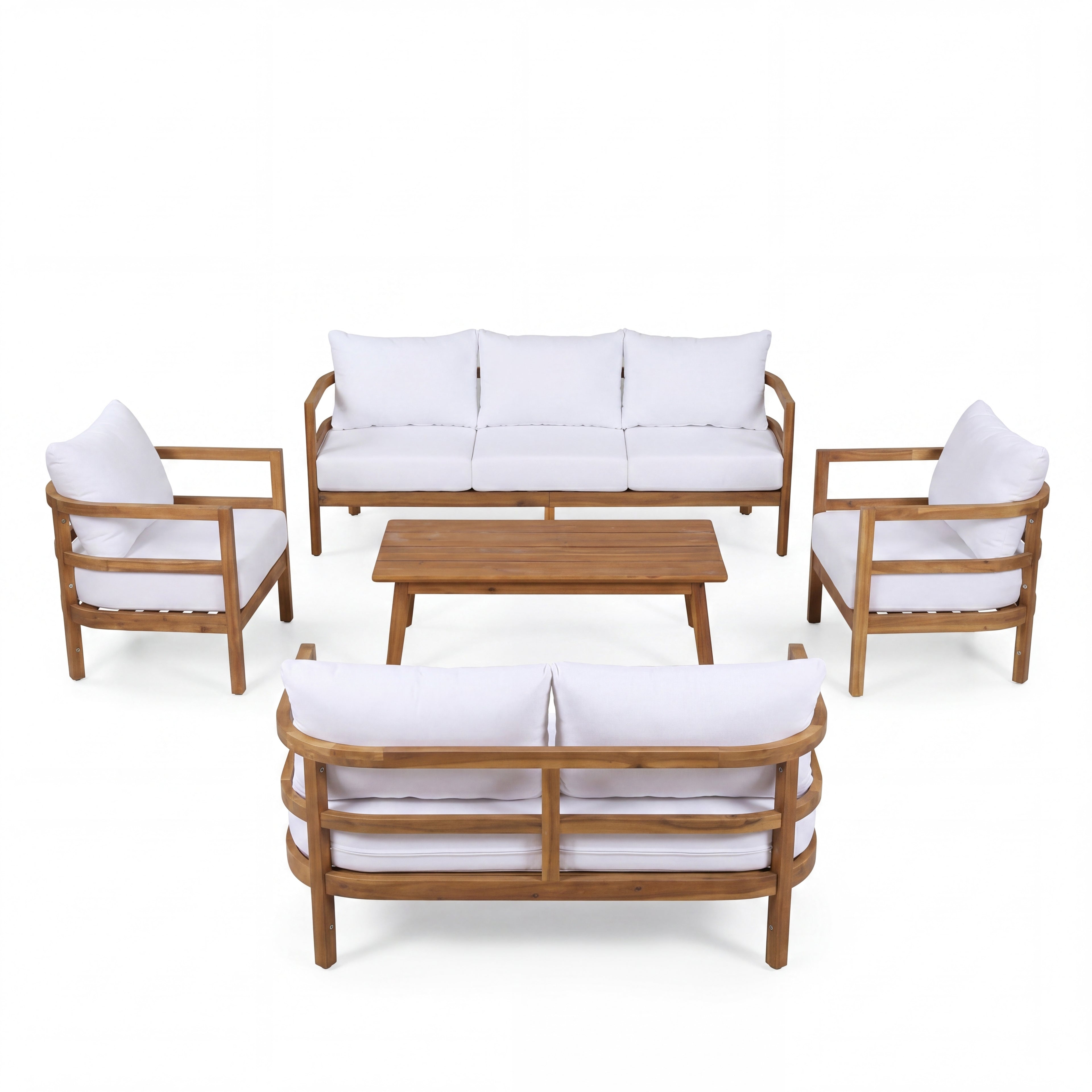 Christopher Knight Home Phanes 5 Piece Rustic Outdoor Acacia Wood Conversation Set with Water-Resistant Cushions