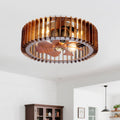 GDFStudio Darb Farmhouse Cage Ceiling Fan with Light (Not Included Bulbs) and Remote Control, Walnut