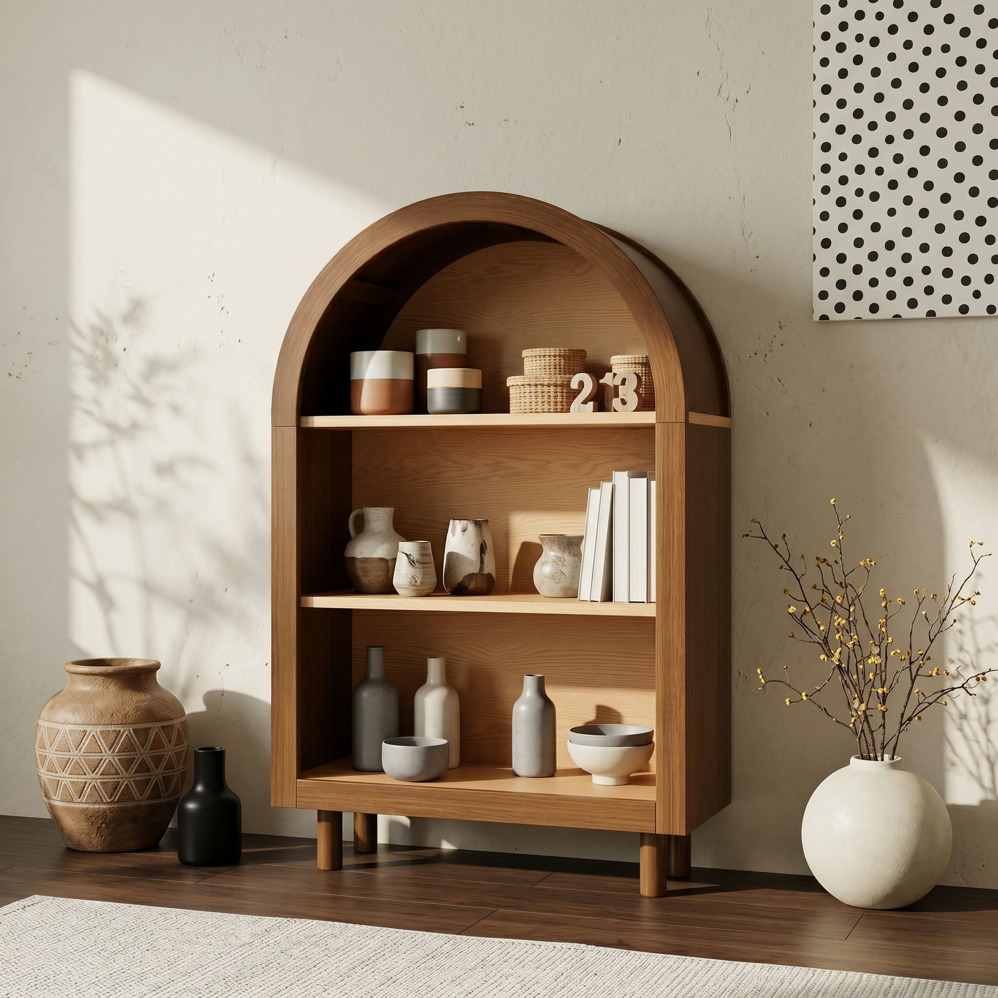 GDFStudio Thetis 23.62'' Vintage 3-Tier Arched Small Bookcase