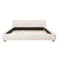 Christopher Knight Home Molios Modern Boucle Upholstered Bed Frame with Curved Headboard and Rubberwood Legs, White