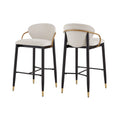 Christopher Knight Home Orla Modern Metal Upholstered Barstools with Tapered Leg (Set of 2), Black/Beige