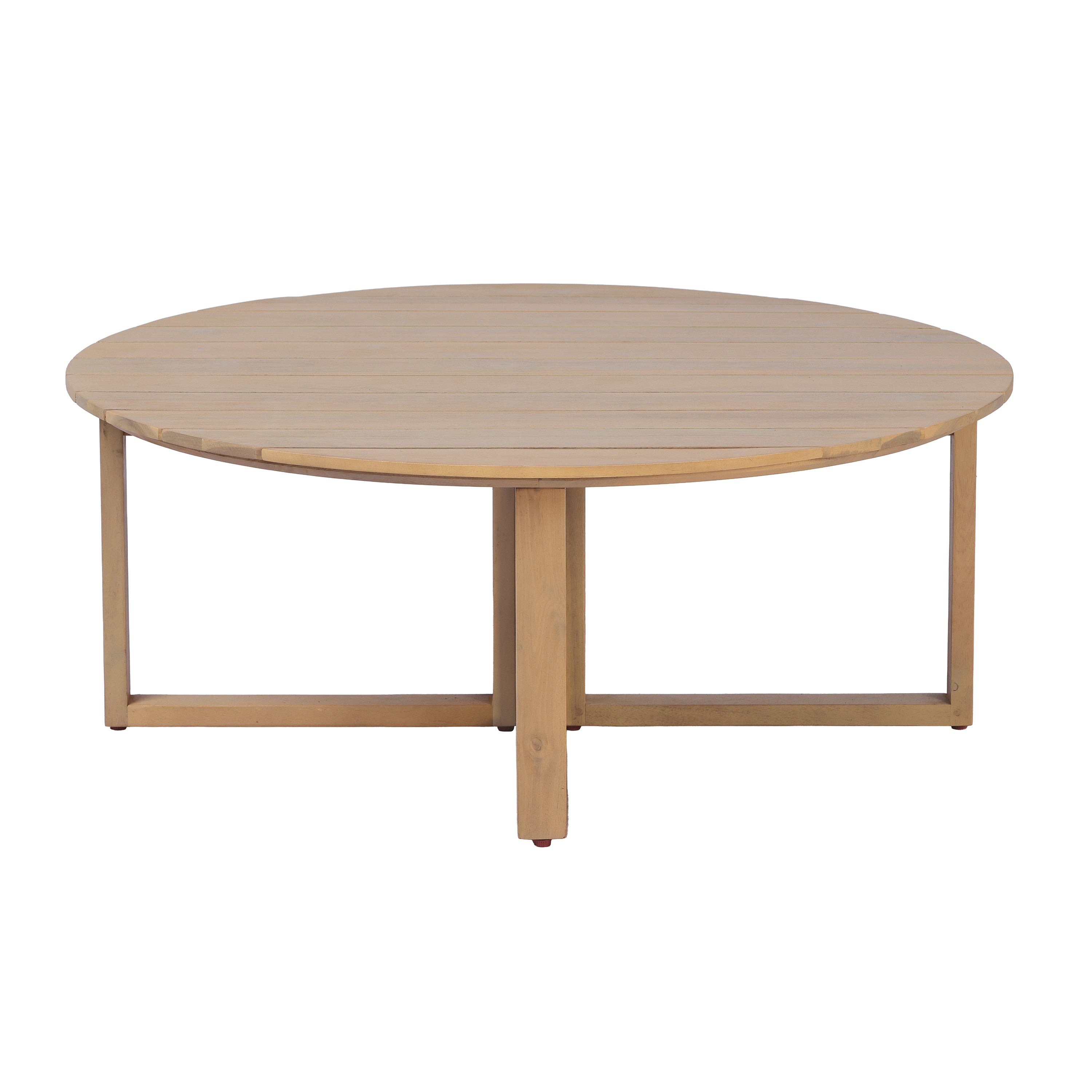 Christopher Knight Home Fabio Modern Acacia Wood Outdoor Round Coffee Table with Slatted Design, Light Teak