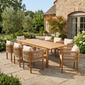 Christopher Knight Home Wilson 9 Piece Outdoor Rustic Acacia Wood Rope Dining Chairs with Expandable Table, Beige/Brown