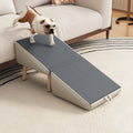 GDFStudio Burke Upholstered Ottoman, Foldable Pet Step for Couch and Bed, Light Gray