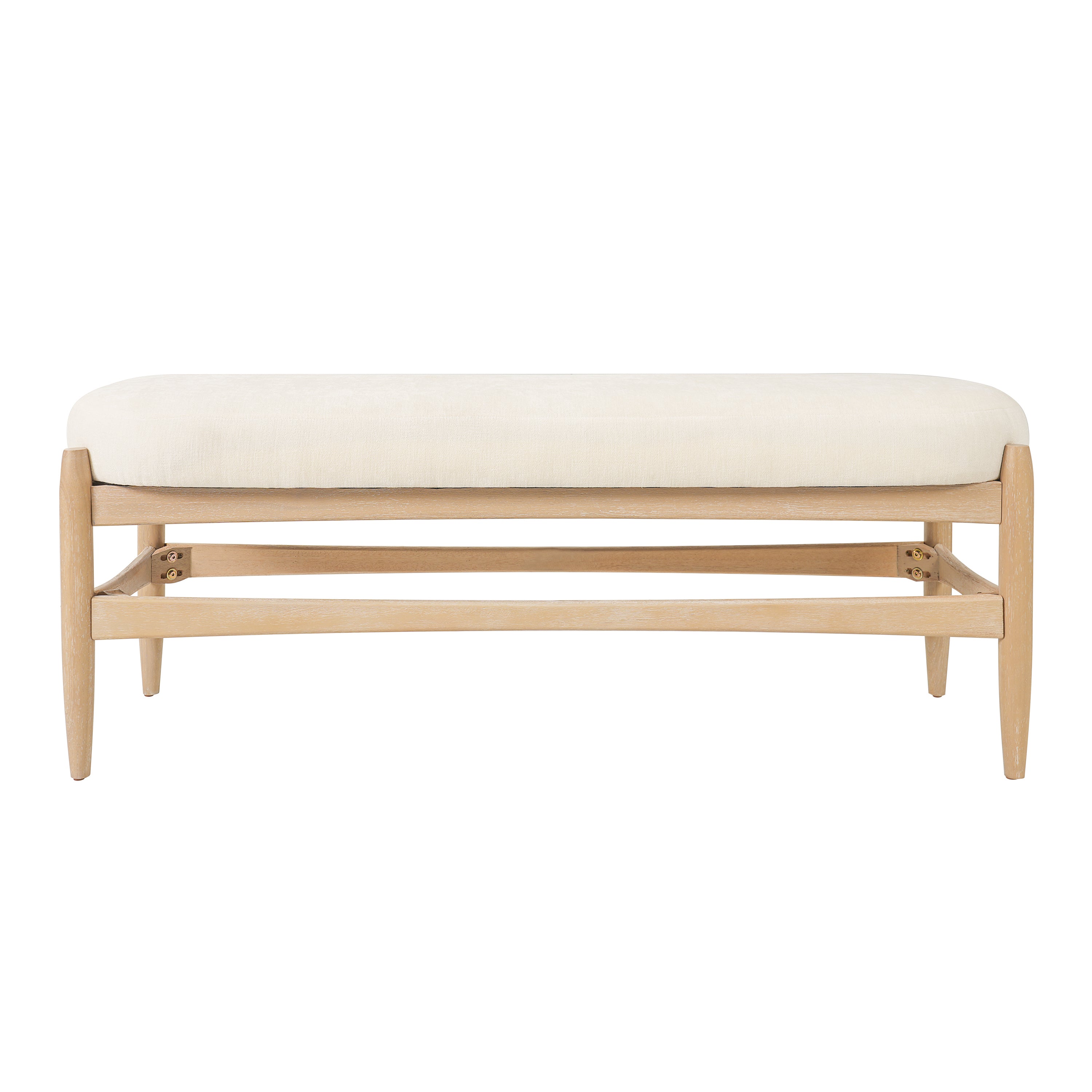 Christopher Knight Home Tobato Modern Chenille Upholstered Bench with Rubberwood Legs, Beige/Natural