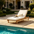 Christopher Knight Home Bennett Patio Rustic Acacia Wood Chaise Lounge with Adjustable Backrest, Light Teak/Cream, 2-Fold Cushion