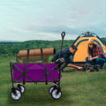 GDFStudio Velmora Collapsible Utility Wagon Cart with Strap System and All-Terrain Swivel Wheels, Purple