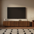 GDFStudio Deidre 70-Inch Modern TV Stand with Spiral Wave Design and Storage, Walnut