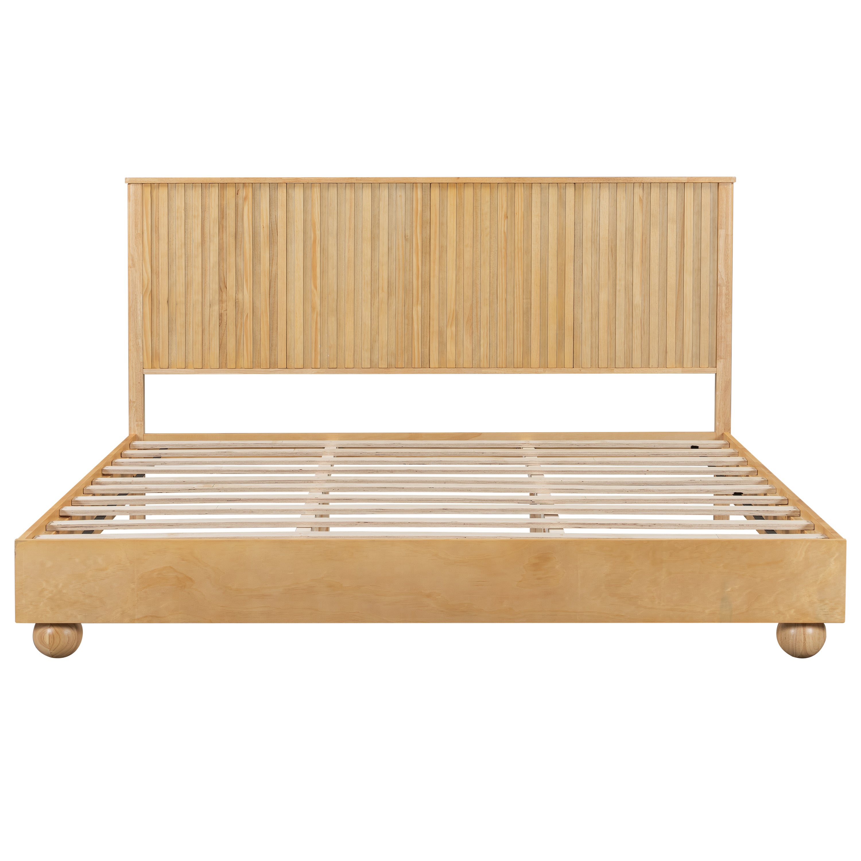 Christopher Knight Home Harper Farmhouse Wood Platform Bed Frame with Reeded Headboard, Natural, King