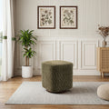 GDFStudio Miravelle Swivel Upholstered Square Vanity Ottoman Stool, Olive