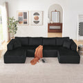 GDFStudio Ronald  Modern 132  Corduroy Upholstered Boneless Foam U Sectional Sofa, Black