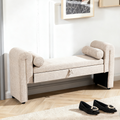 GDFStudio Laura Modern 60-Inch Wood Upholstered Storage Bench, Oatmeal