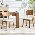 GDFStudio Raventia Mid-Century Modern Wood Faux Leather Upholstered Dining Chairs (Set of 2), Walnut/White