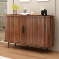GDFStudio Lance Modern Boho Buffet Sideboard Cabinet with Sliding Tambour Doors, Walnut