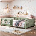 GDFStudio Nirae Modern Green Wooden Guardrail Bed with Built-in Bookshelf, Twin