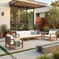 GDFStudio Cruz 3 Pieces Outdoor Sectional Sofa Set with Removable Cushions, Beige