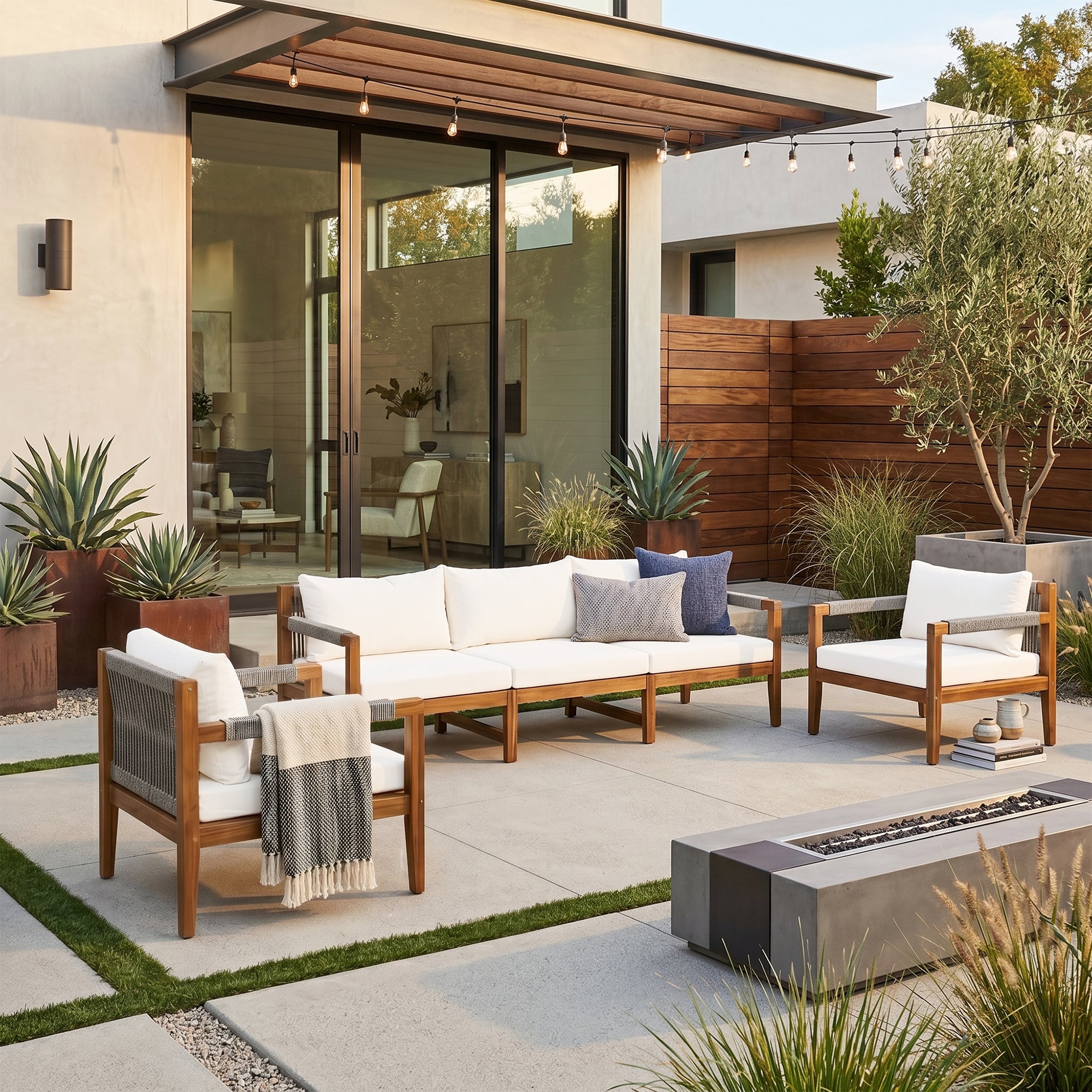 GDFStudio Cruz 3 Pieces Outdoor Sectional Sofa Set with Removable Cushions, Beige