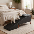 GDFStudio Pawridge 2-in-1 Split Foldable Pet Ramp Ottoman with Storage Black
