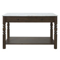 Christopher Knight Home Naiad Farmhouse Rubberwood 4-Drawer Kitchen Island with Marble Pattern and Lower Open Shelf, Rustic Brown
